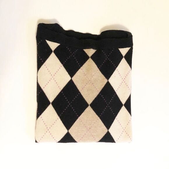 Banana Republic Cashmere Argyle Sweater Size Small Black Tan - Picture 2 of 7